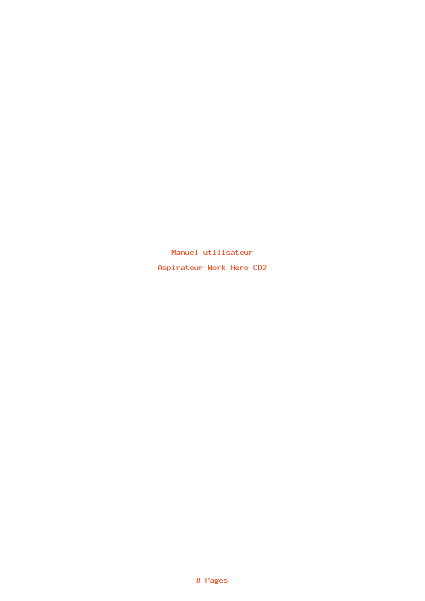 Page 1 de la notice Manuel utilisateur Work Hero CD2
