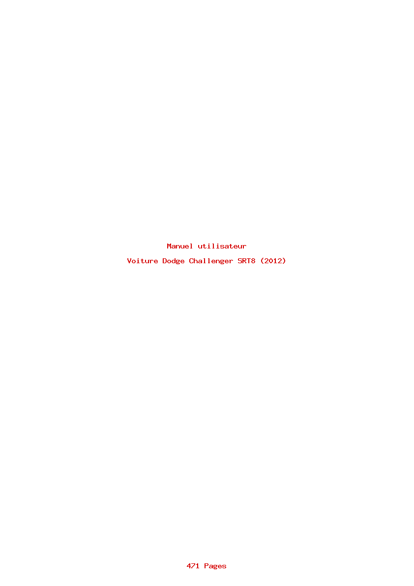Page 1 de la notice Manuel utilisateur Dodge Challenger SRT8 (2012)