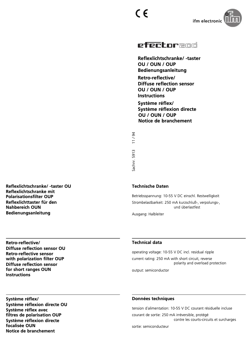 Page 1 de la notice Manuel utilisateur IFM OU5095