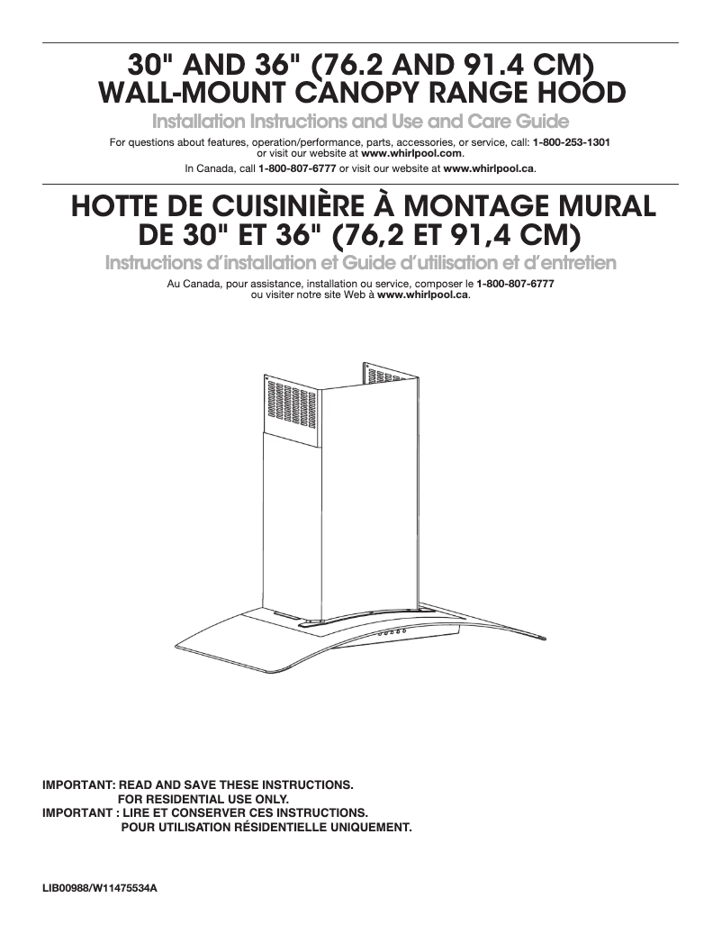 Page 1 de la notice Guide d'installation Amana WVI75UC6DS