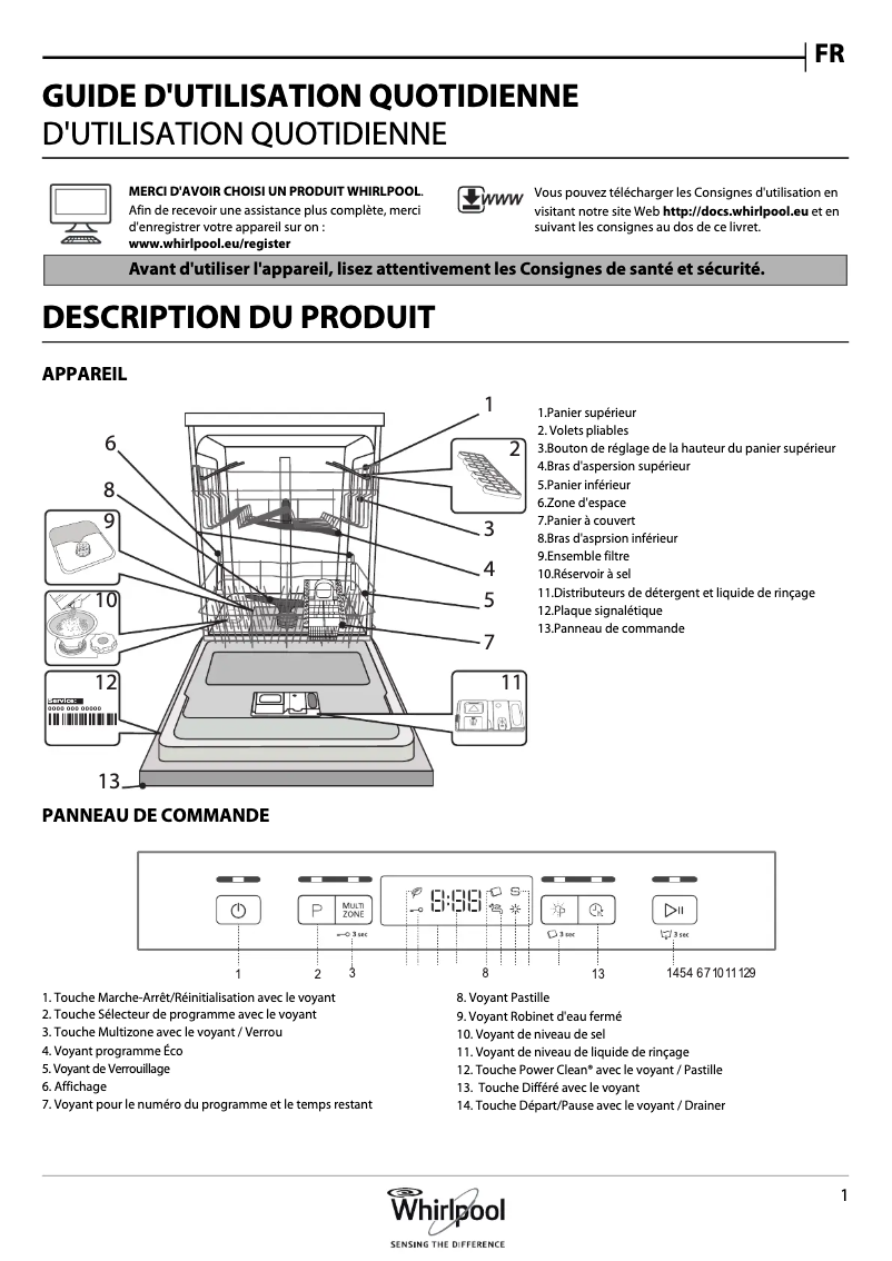 Page 1 de la notice Manuel utilisateur Whirlpool WRBC 3C24 P X