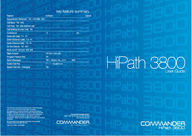 Page 1 de la notice Manuel utilisateur Siemens HiPath 3800