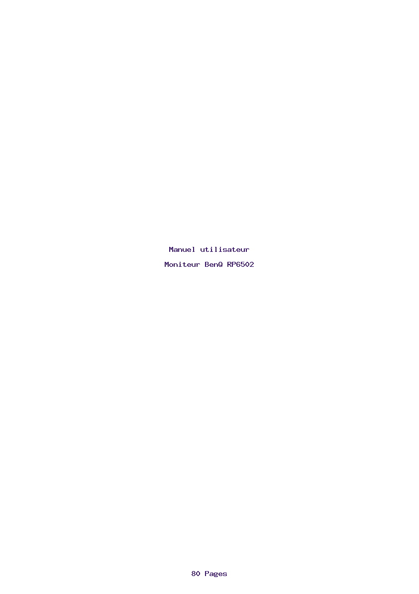 Page 1 de la notice Manuel utilisateur BenQ RP6502