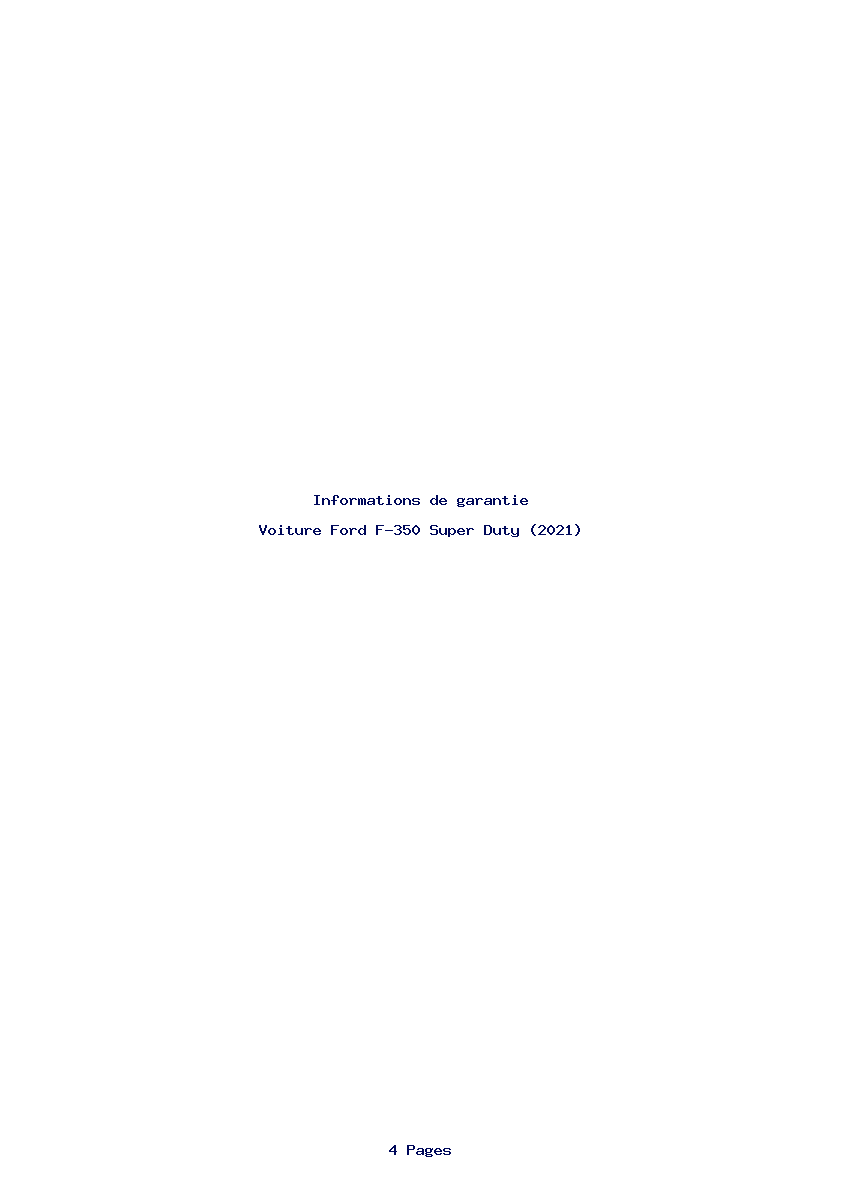 Page 1 de la notice Informations de garantie Ford F-350 Super Duty (2021)