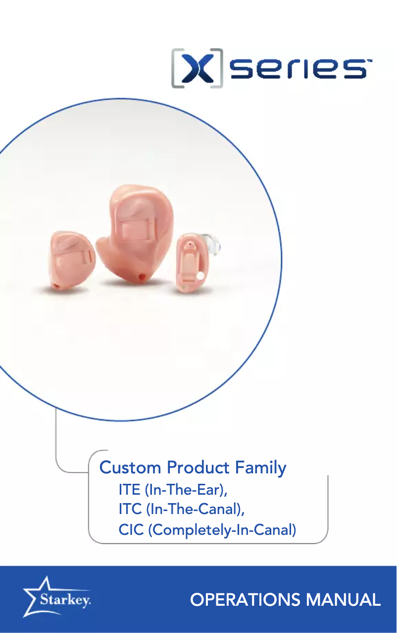 Page 1 de la notice Manuel utilisateur Starkey X Series ITE