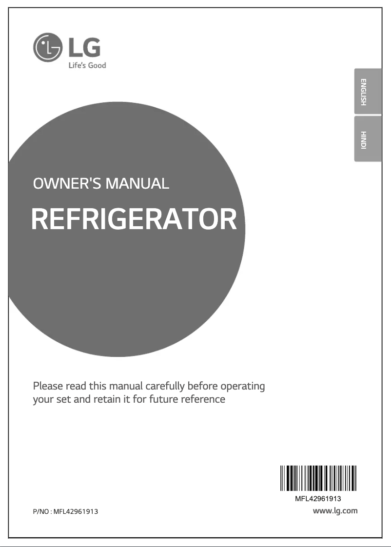 Page 1 de la notice Manuel utilisateur LG GL-B191KRGD