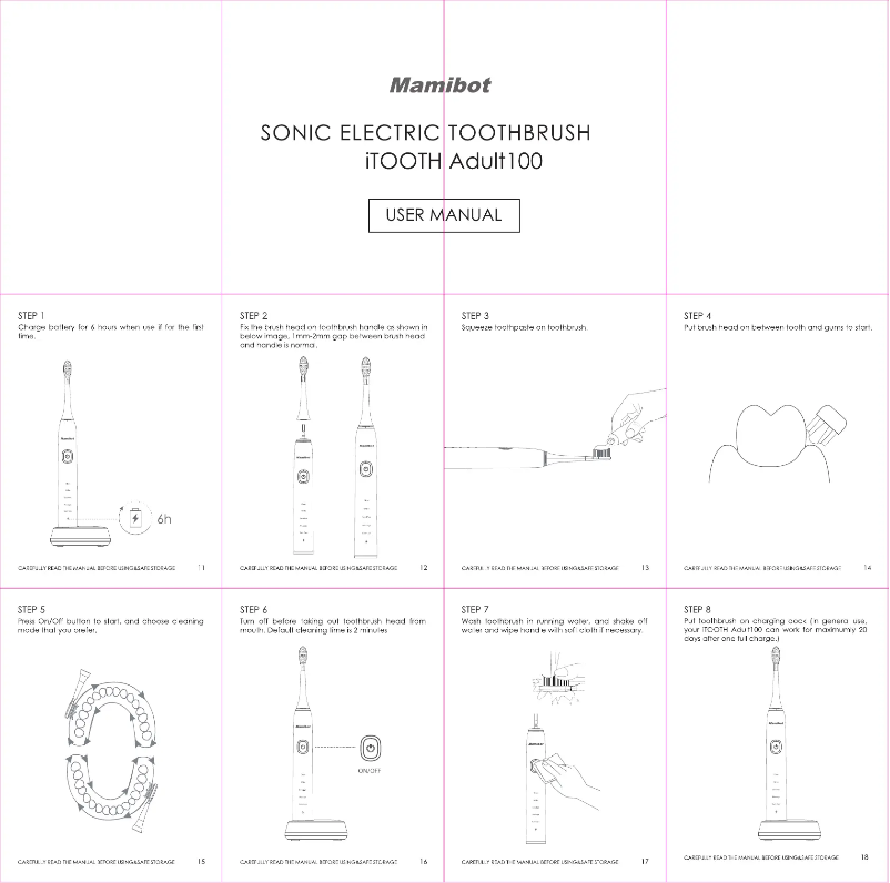 Page 1 de la notice Manuel utilisateur Mamibot iTOOTH Adult100