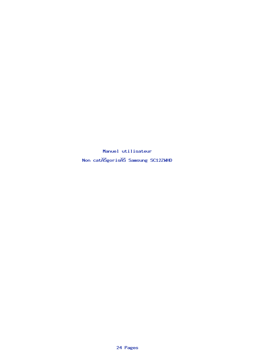 Page 1 de la notice Manuel utilisateur Samsung SC12ZWHD