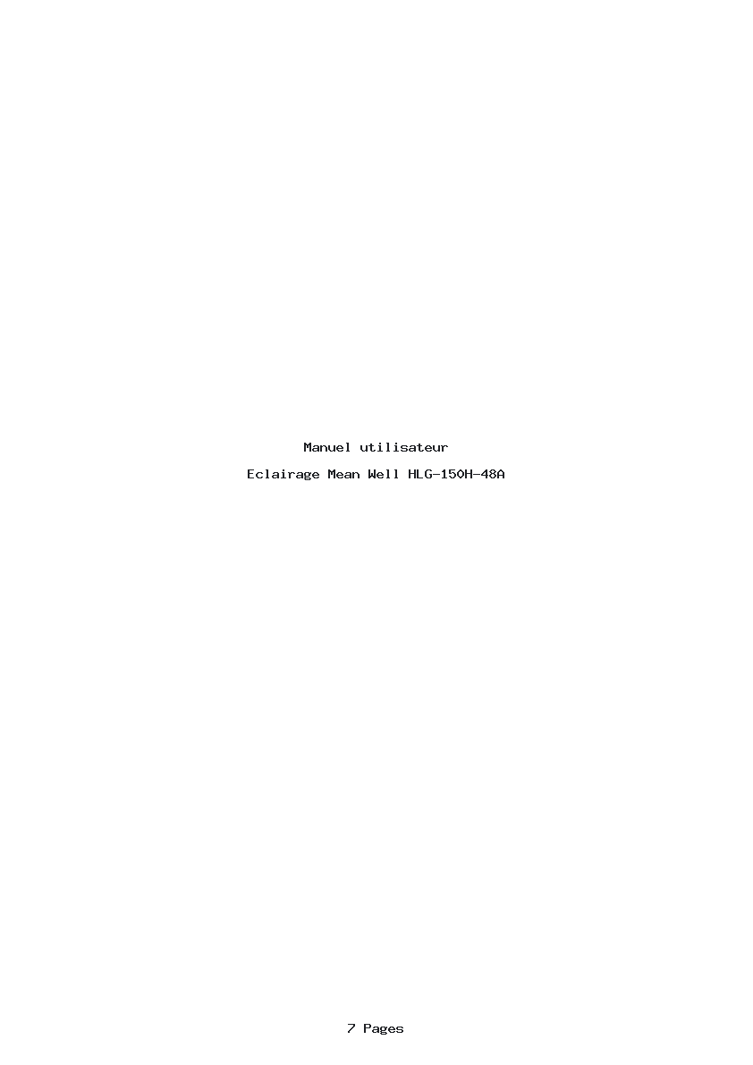 Page 1 de la notice Manuel utilisateur Mean Well HLG-150H-48A