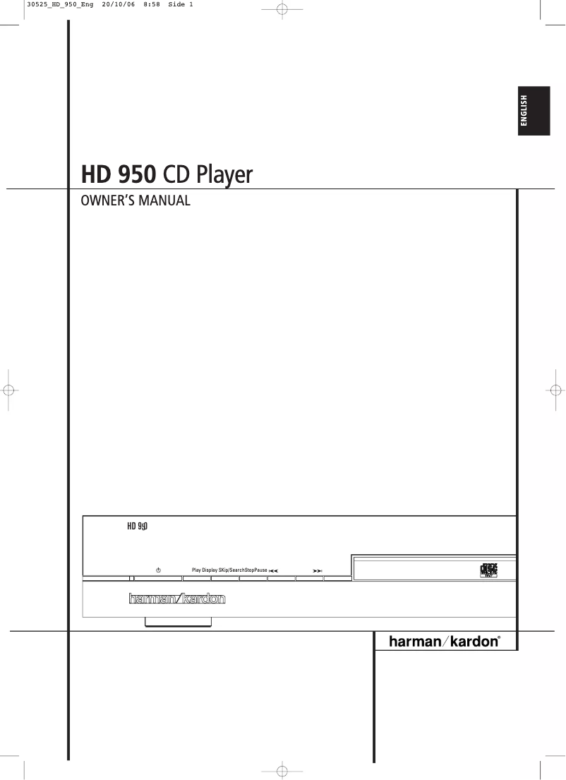 Page 1 de la notice Manuel utilisateur Harman Kardon HD 950