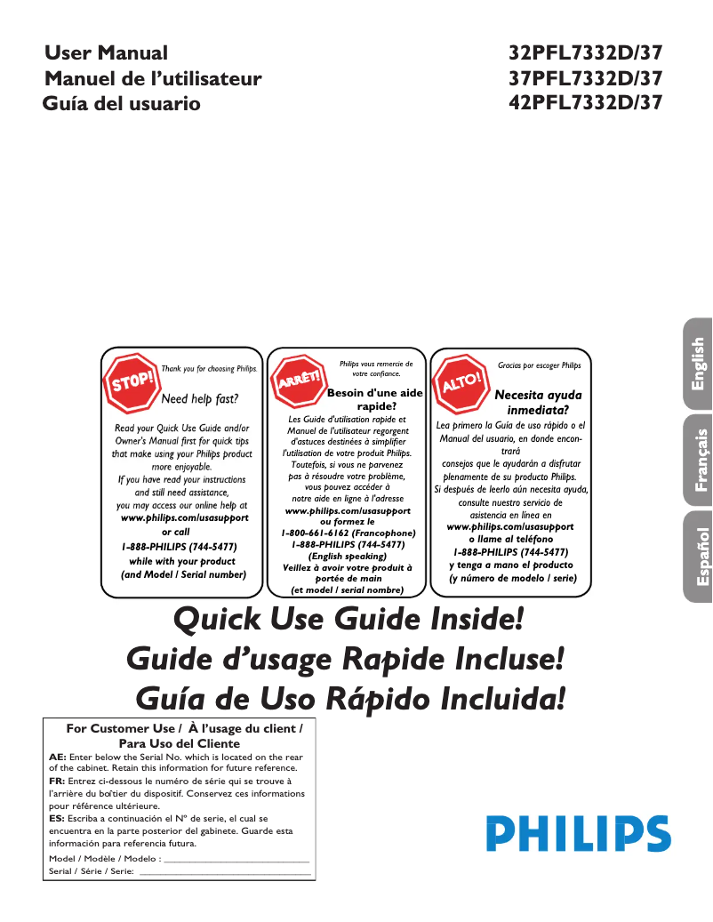 Page n°1 - Manuel utilisateur Philips 42PFL7332D