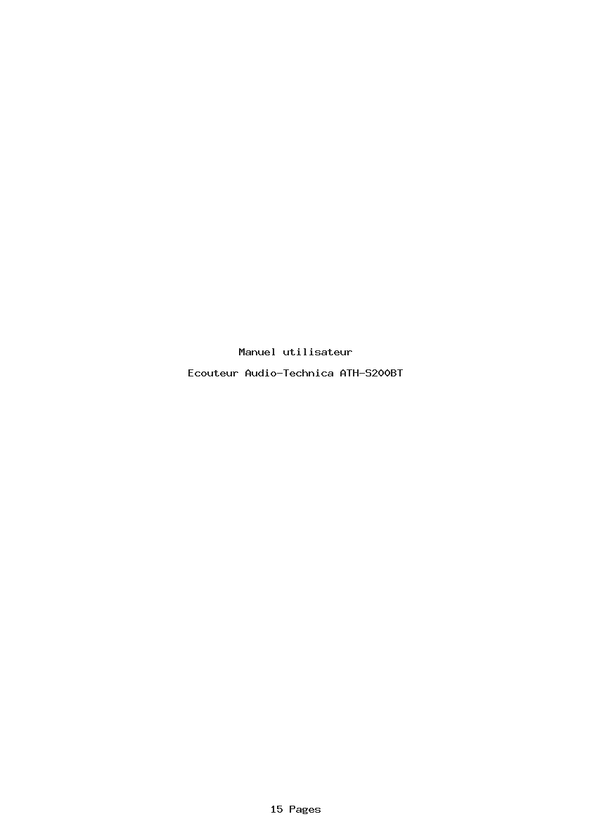 Page 1 de la notice Manuel utilisateur Audio-Technica ATH-S200BT