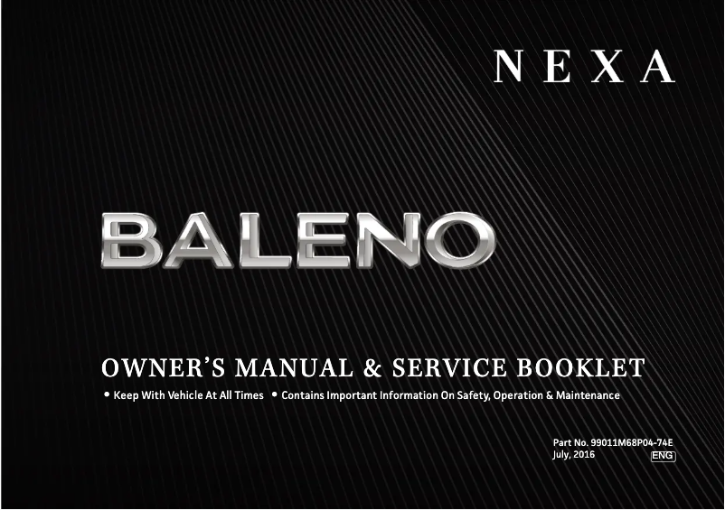 Page 1 de la notice Manuel utilisateur Suzuki Baleno (2016)