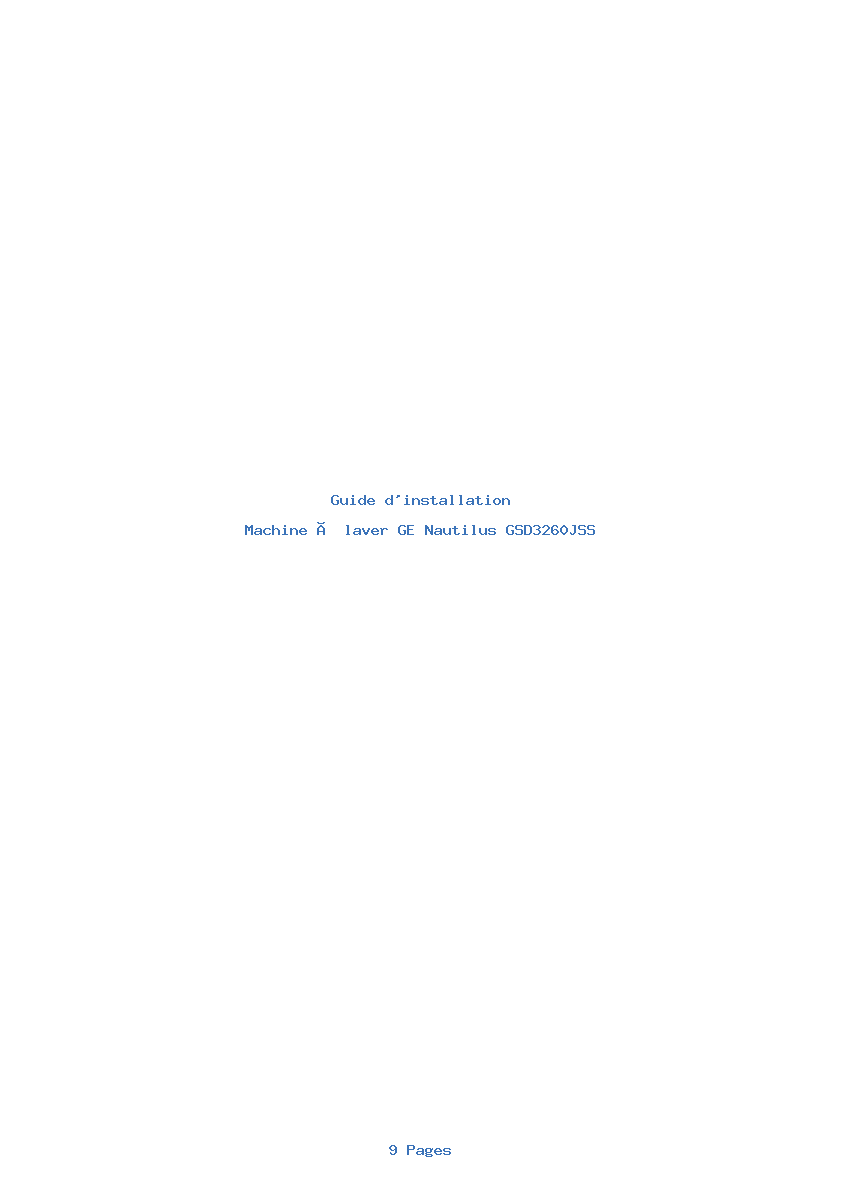 Page 1 de la notice Guide d'installation GE Nautilus GSD3260JSS