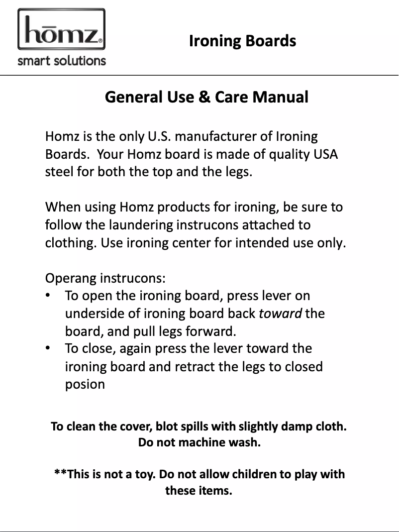 Page 1 de la notice Manuel utilisateur Homz Contour