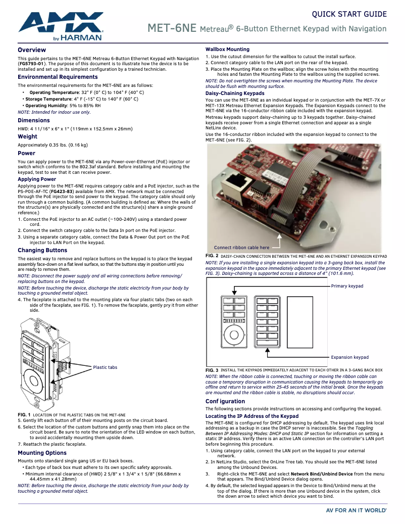 Página 1 del manual Guía de inicio rápido AMX Metreau MET-6NE