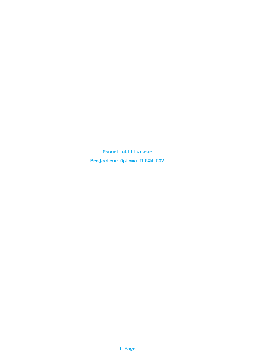 Page 1 de la notice Manuel utilisateur Optoma TL50W-GOV