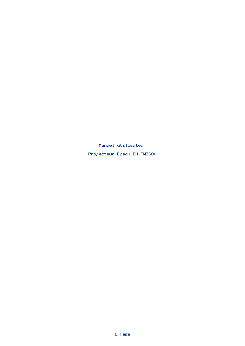 Page 1 de la notice Manuel utilisateur Epson EH-TW3600