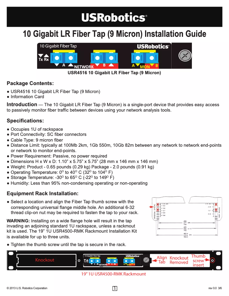 Page 1 de la notice Manuel utilisateur USRobotics USR4516LC