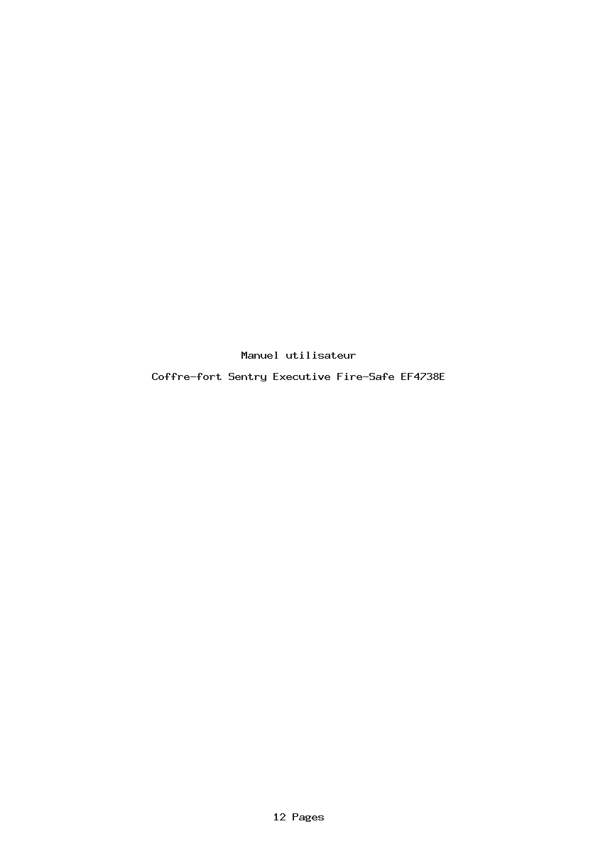 Page 1 de la notice Manuel utilisateur Sentry Executive Fire-Safe EF4738E
