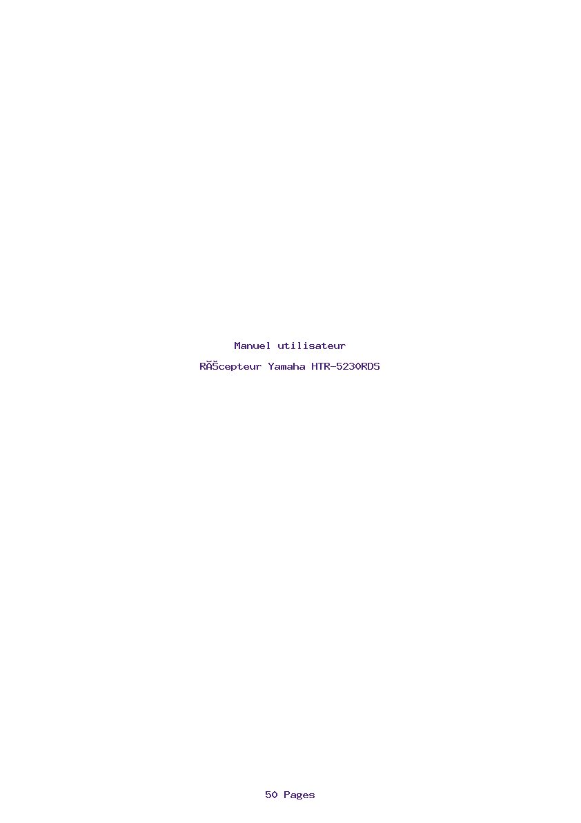 Page 1 de la notice Manuel utilisateur Yamaha HTR-5230RDS
