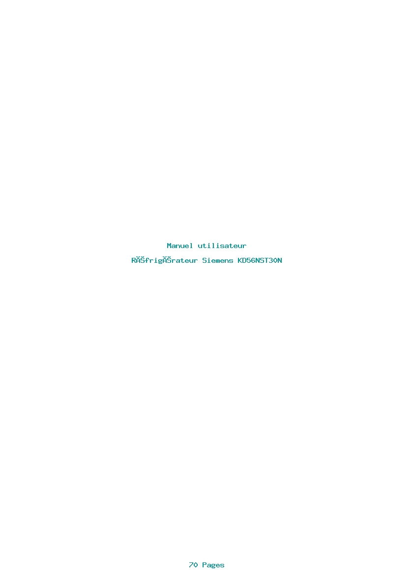 Page 1 de la notice Manuel utilisateur Siemens KD56NST30N