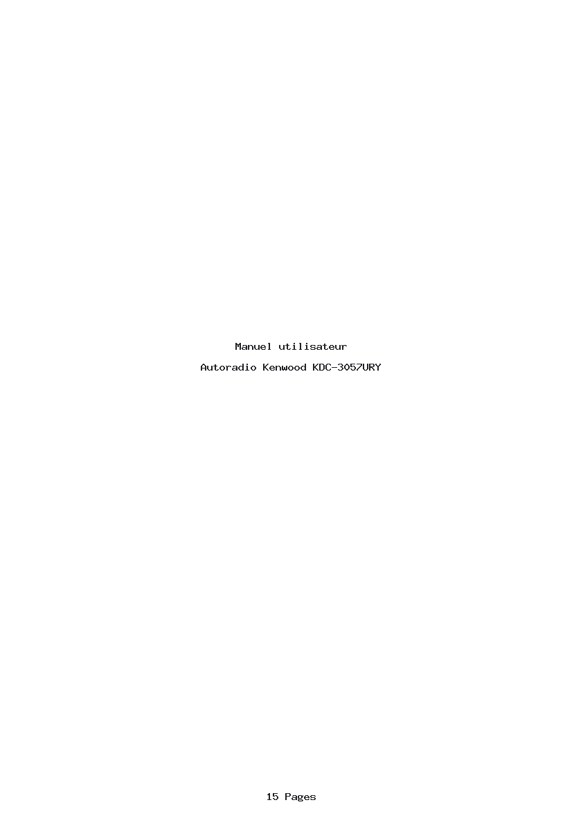 Page 1 de la notice Manuel utilisateur Kenwood KDC-3057URY