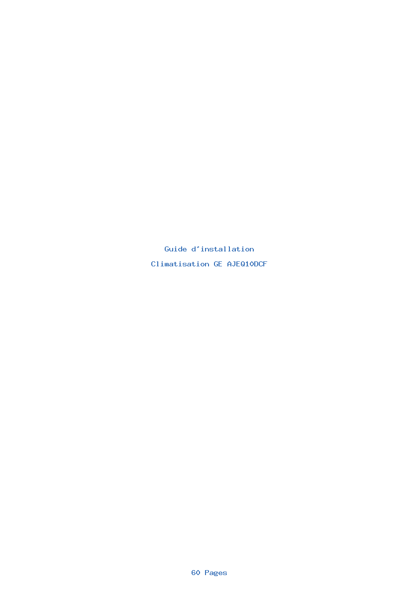 Page 1 de la notice Guide d'installation GE AJEQ10DCF
