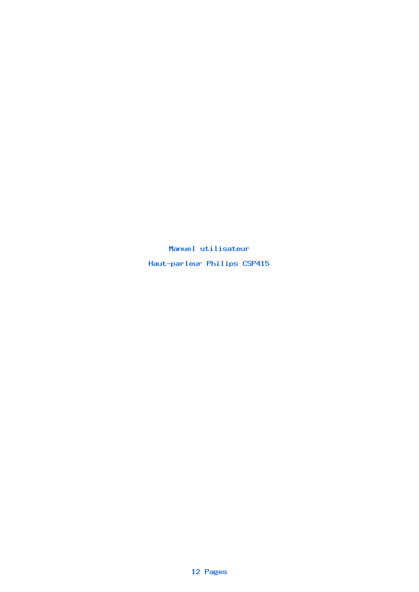 Page 1 de la notice Manuel utilisateur Philips CSP415