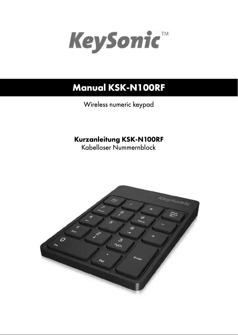 Page 1 of the manual User Manual KeySonic KSK-N100RF
