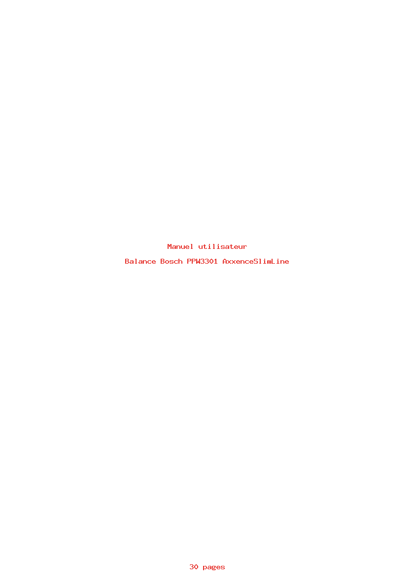 Page 1 de la notice Manuel utilisateur Bosch PPW3301 AxxenceSlimLine