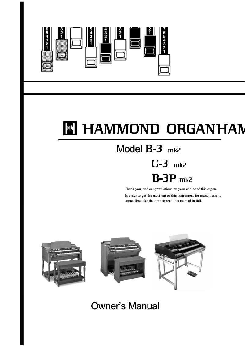 Page 1 de la notice Manuel utilisateur Hammond B-3 MK2