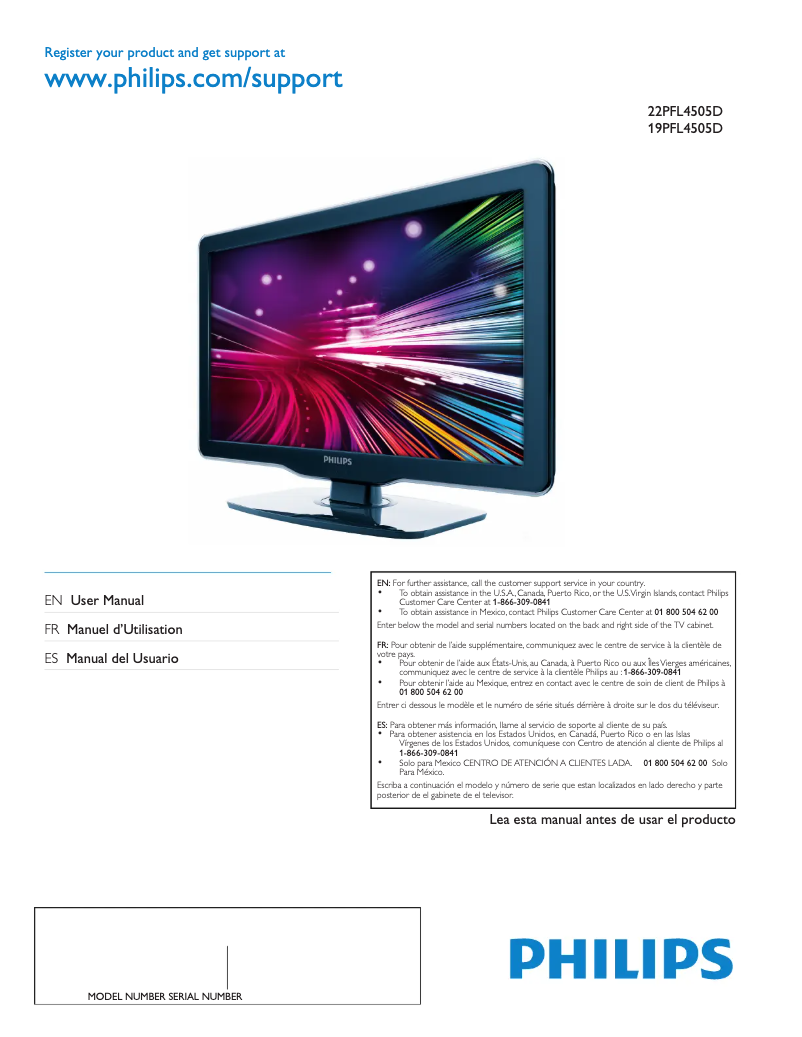 Page n°1 - Manuel utilisateur Philips 22PFL4505D