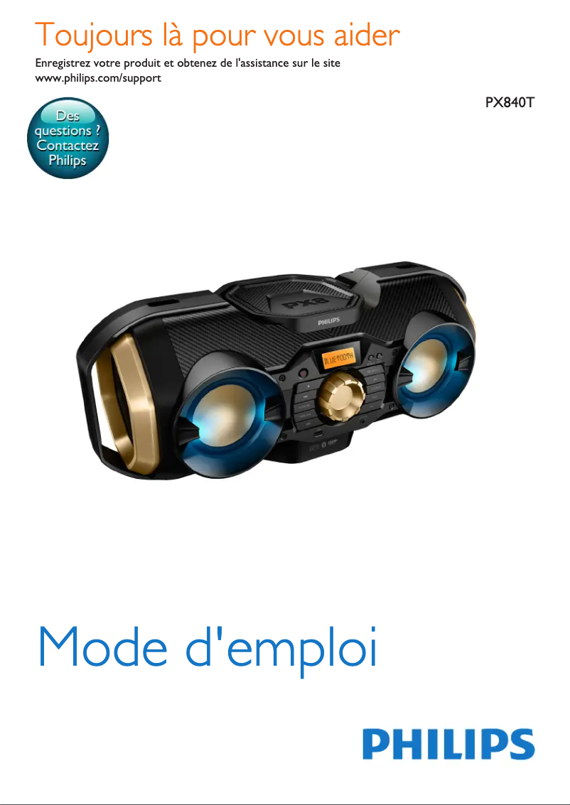Page 1 de la notice Manuel utilisateur Philips PX840T