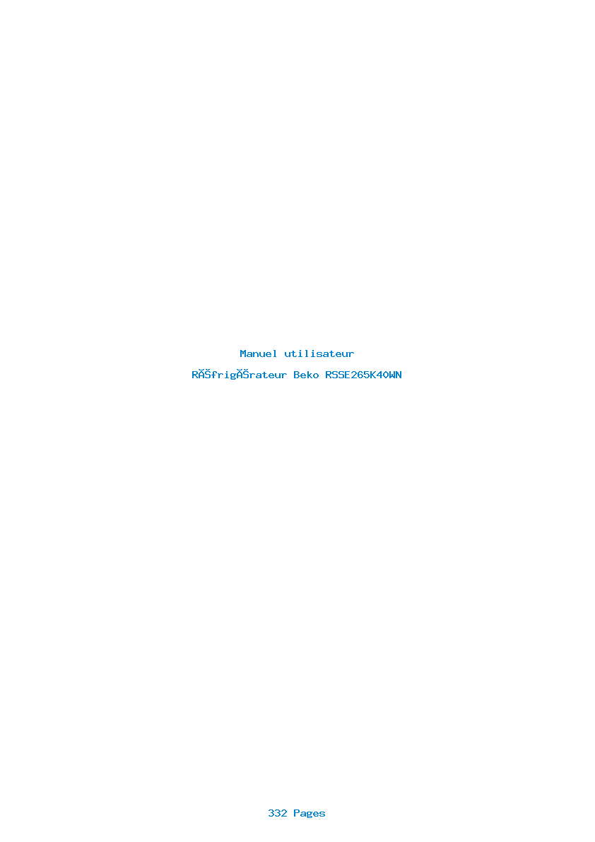 Page 1 de la notice Manuel utilisateur Beko RSSE265K40WN