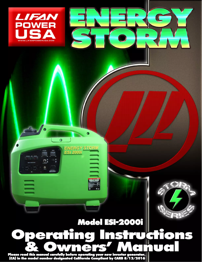 Page 1 de la notice Manuel utilisateur Lifan Energy Storm 2000i