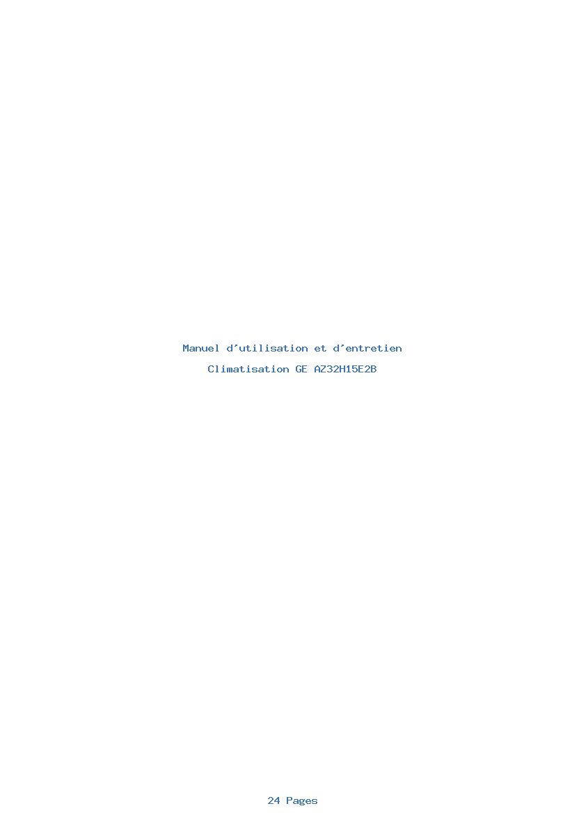 Page 1 de la notice Manuel d'utilisation et d'entretien GE AZ32H15E2B