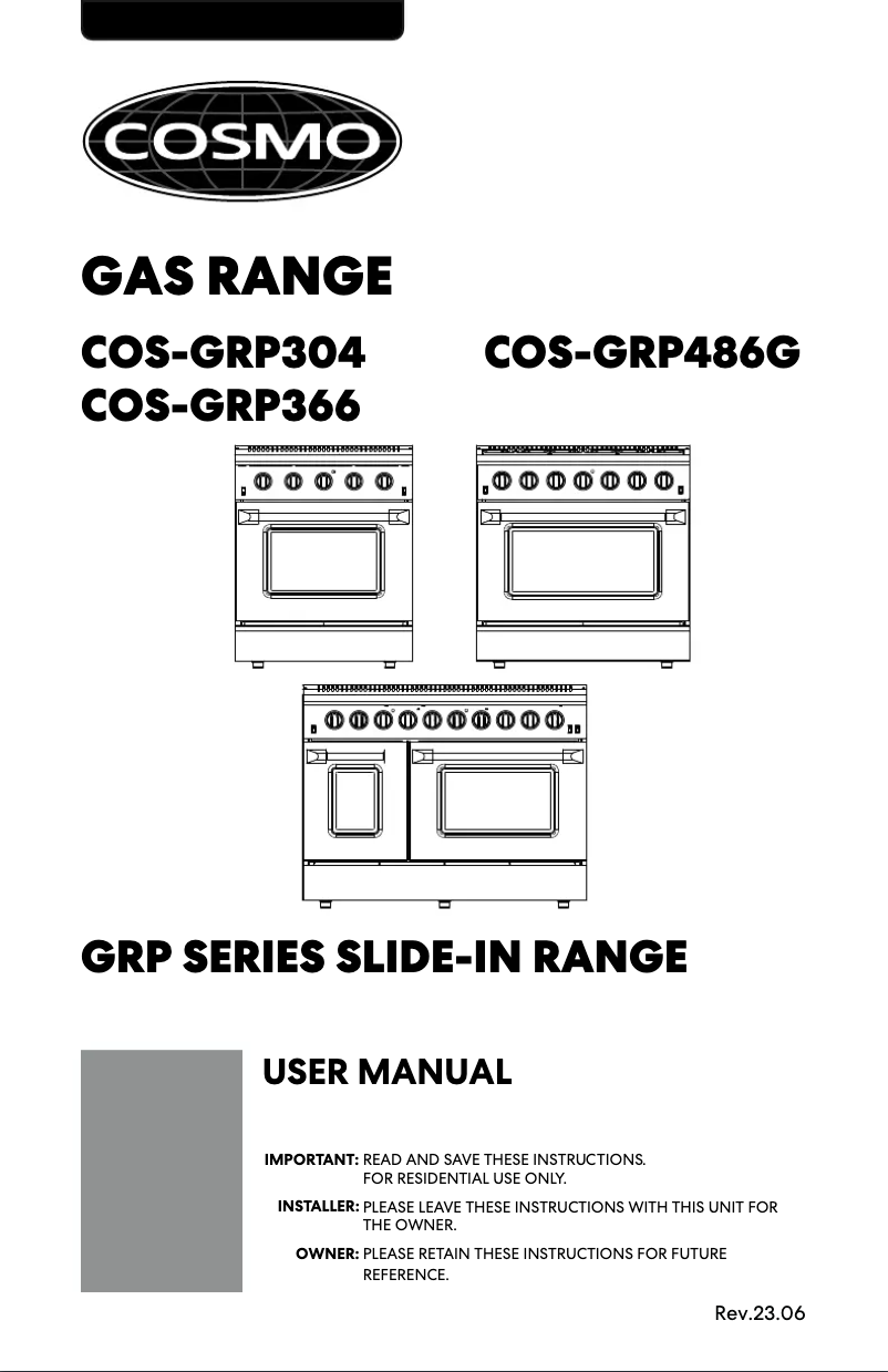 Page 1 de la notice Manuel utilisateur Cosmo COS-GRP304