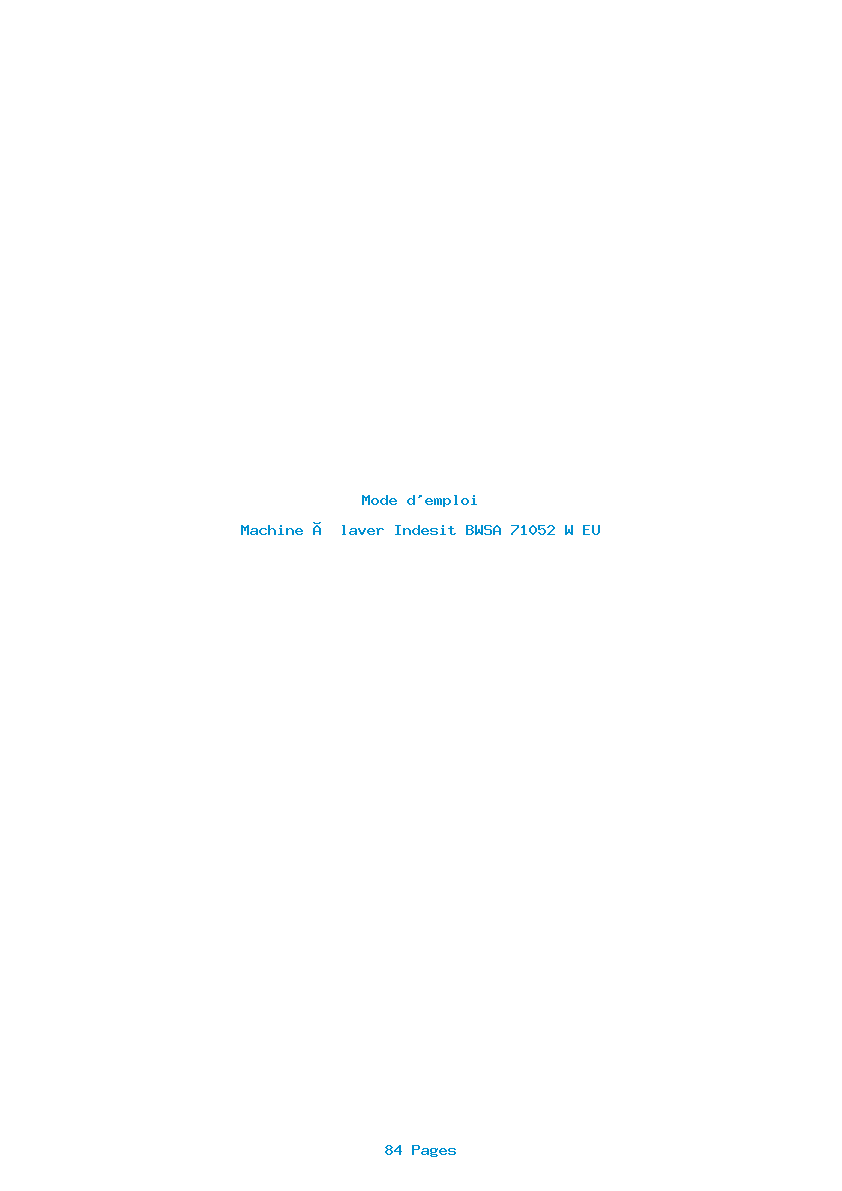 Page 1 de la notice Mode d'emploi Indesit BWSA 71052 W EU