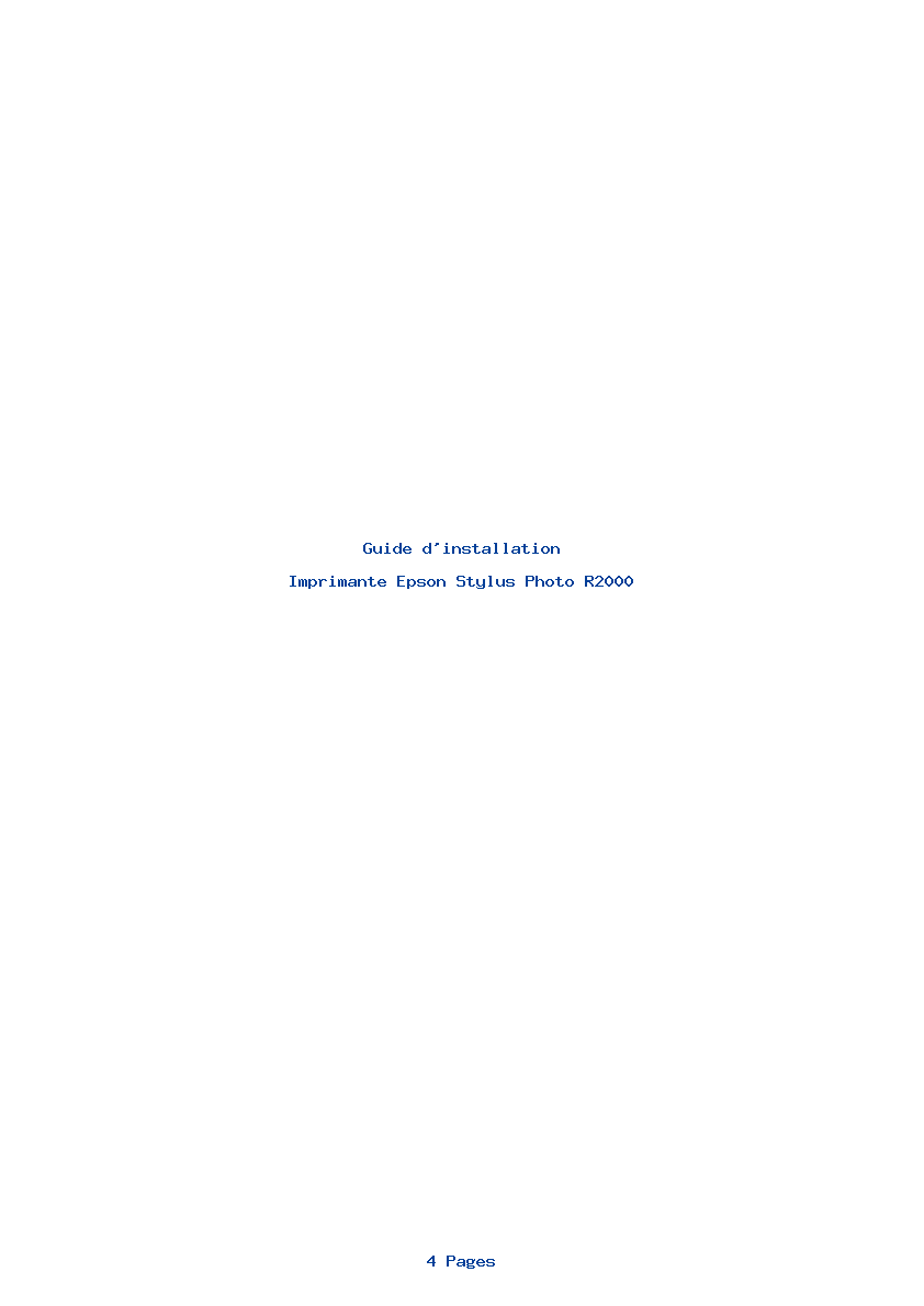 Page 1 de la notice Guide d'installation Epson Stylus Photo R2000