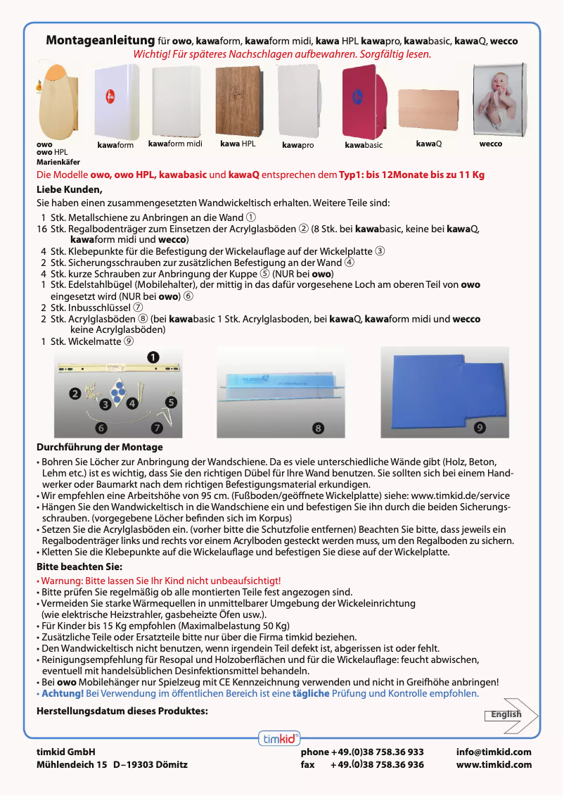 Page 1 de la notice Manuel utilisateur Timkid Kawa HPL