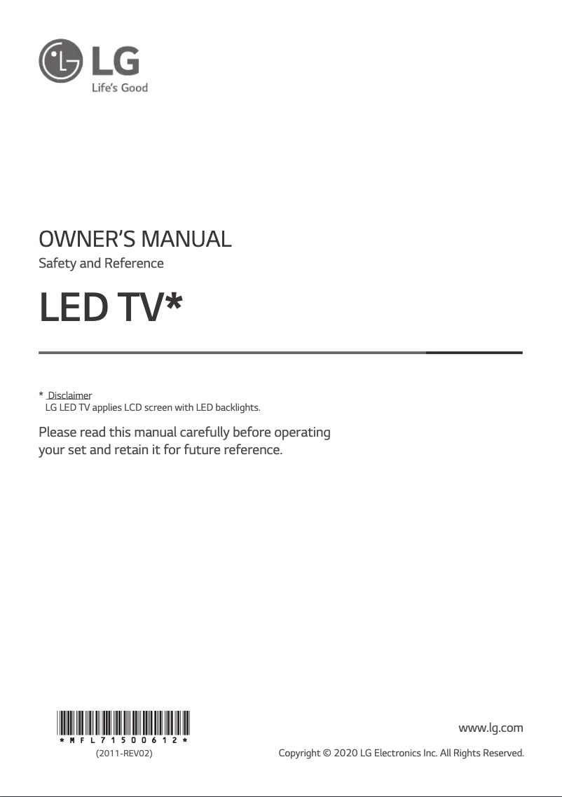 Page 1 de la notice Manuel utilisateur LG Nano Series 9