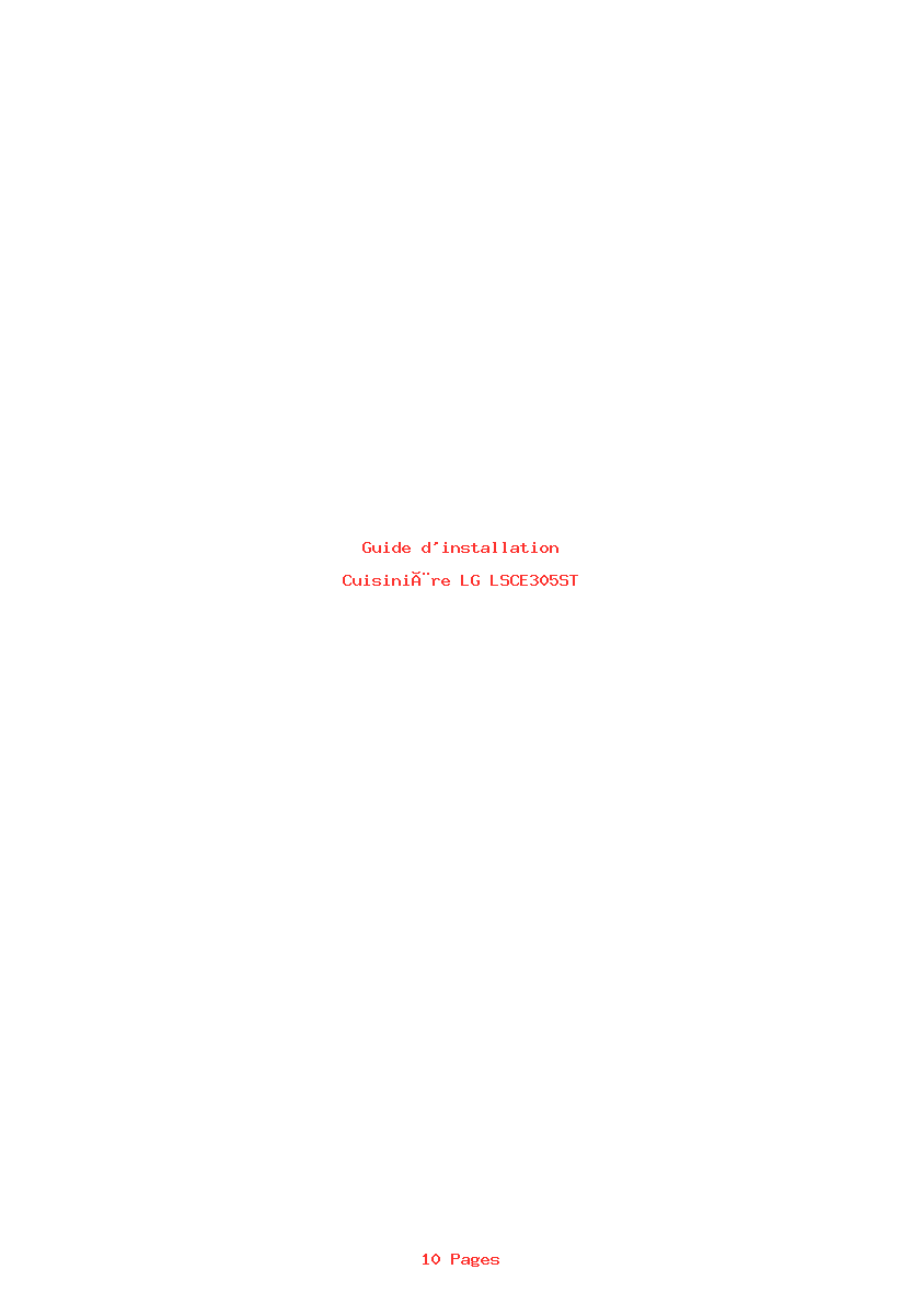 Page 1 de la notice Guide d'installation LG LSCE305ST