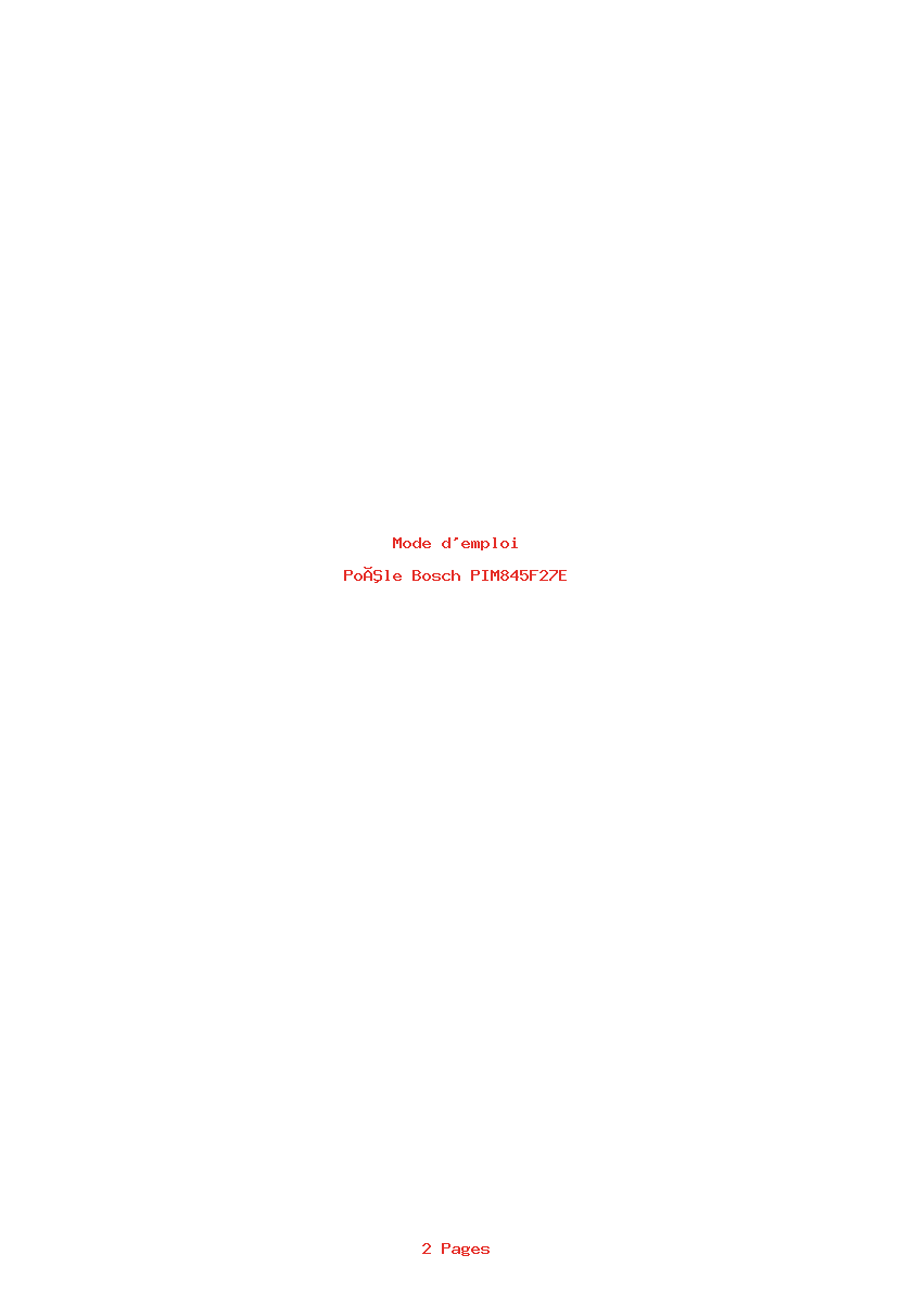 Page 1 de la notice Mode d'emploi Bosch PIM845F27E