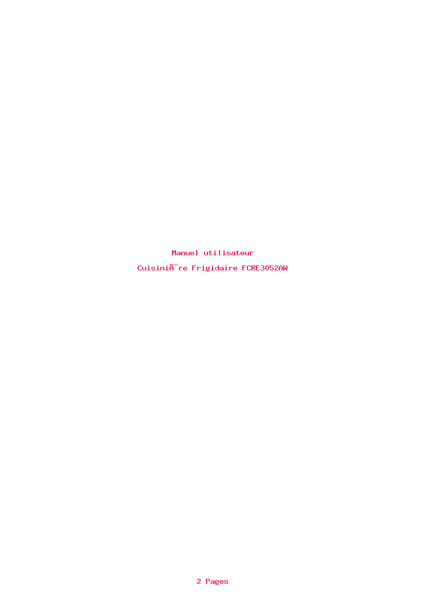 Page 1 de la notice Manuel utilisateur Frigidaire FCRE3052AW