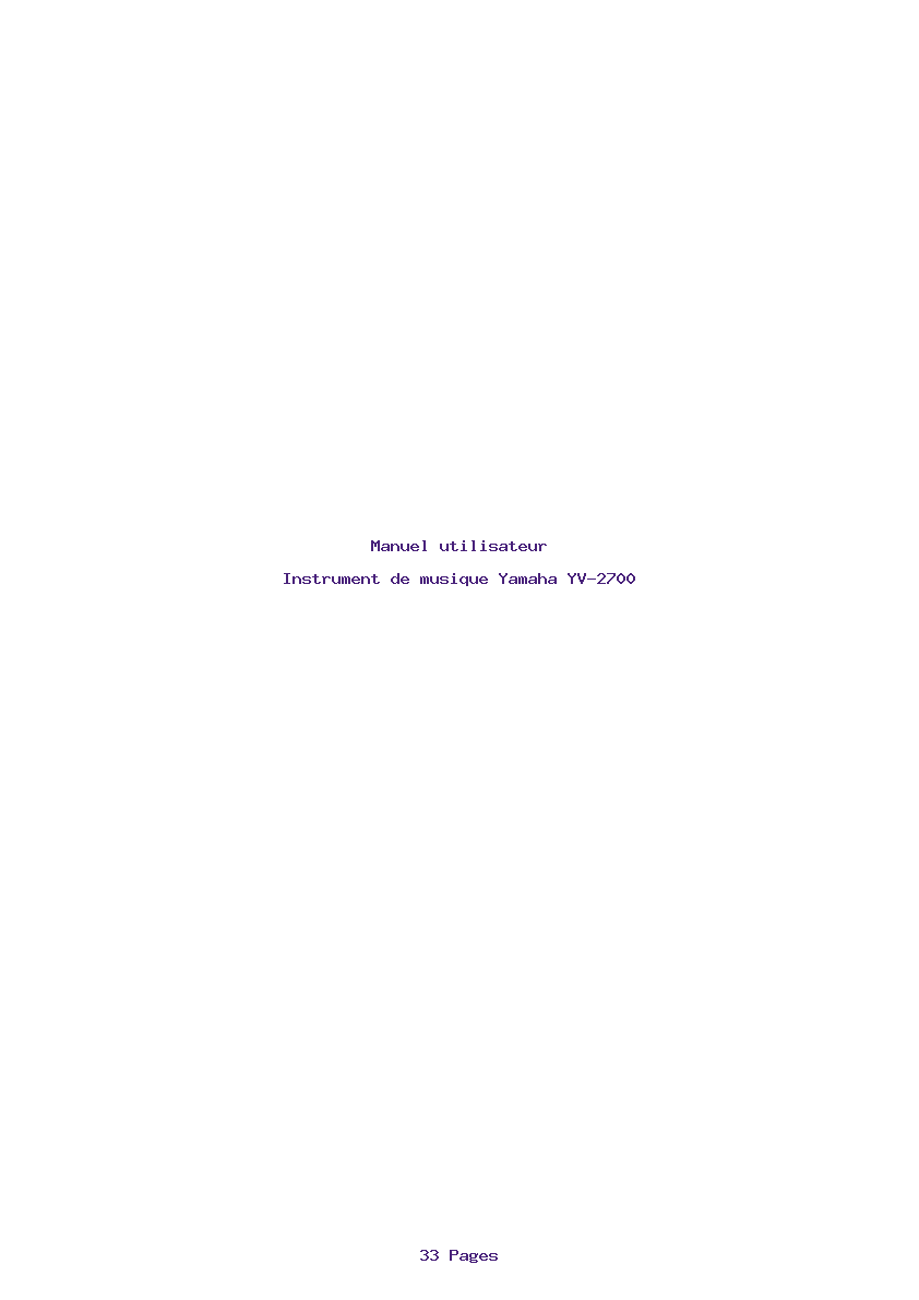 Page 1 de la notice Manuel utilisateur Yamaha YV-2700