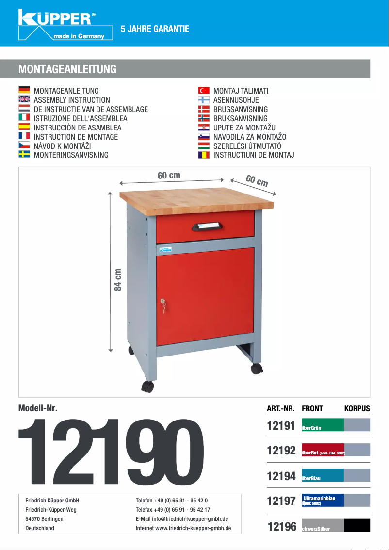 Page 1 de la notice Manuel utilisateur Küpper 12192