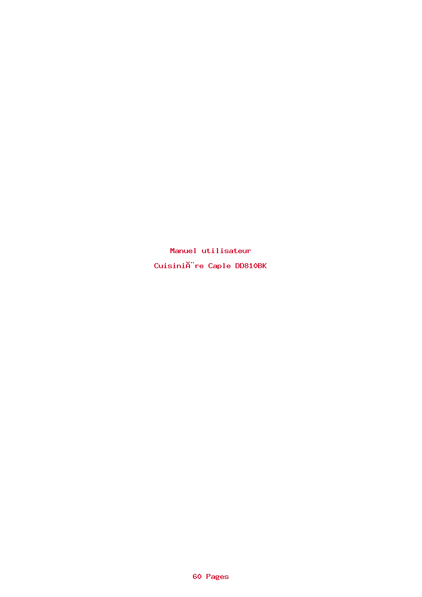 Page 1 de la notice Manuel utilisateur Caple DD810BK