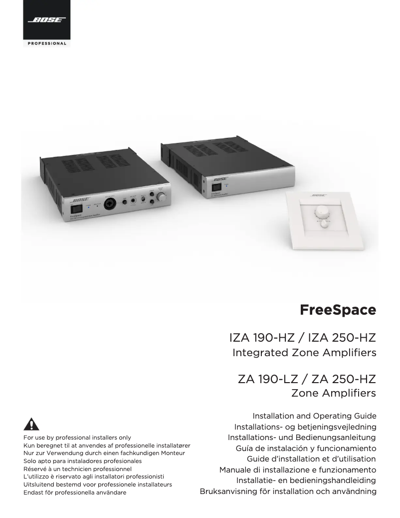 Page 1 de la notice Guide d'installation Bose FreeSpace IZA 190-HZ