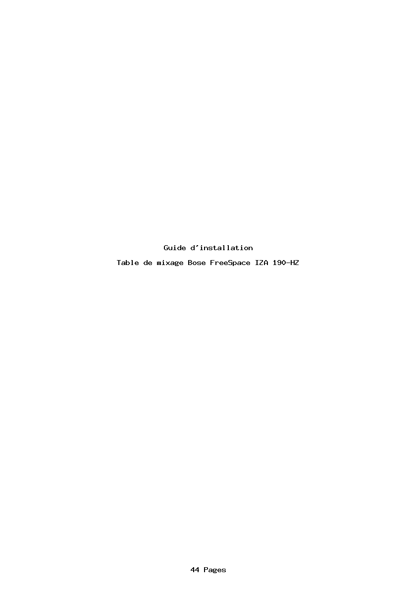 Page 1 de la notice Guide d'installation Bose FreeSpace IZA 190-HZ